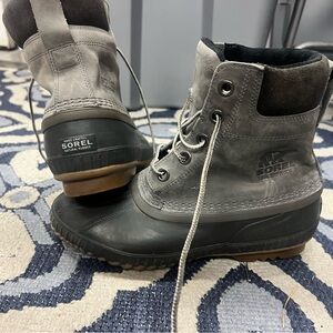 Sorel Black and Gray Lace-Up Boots